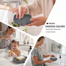 Multifunctional Silicone Soap Dish With Automatic Drainage And Anti-Slip Design, Universal Bathroom Sink Storage Organizer - Multicolor - View 7