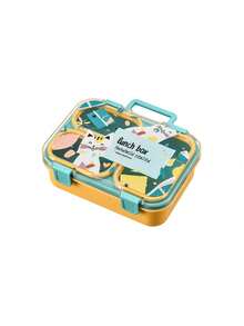 1pc Portable PP Lunch Box, Office Worker Lunch Box/Fruit Bowl/Capacity Approx 800ml, Durable Snap Closure, Leak-Proof And Spill-Proof, Easy To Clean, Handle Design For Convenient Carrying, Suitable For Kitchen Storage/Food Container/Back To School Supplies/Office/Home/Holiday Essentials, Travel Essentials, Summer Meals And Outdoor Dining. - 3-compartment - View 9