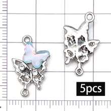 5/20pcs Blue Rhinestone Charms Star Moon Bat Heart Dolphin Shell Butterfly Pendant For DIY Bracelet Necklace Earring Y2K Jewelry Making Findings - Blue - View 27