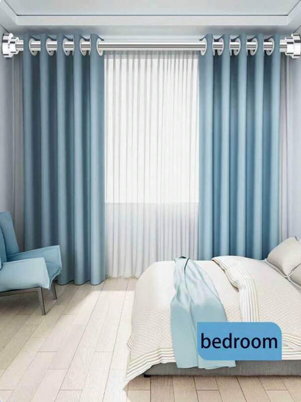 1pc Adjustable Stainless Steel Hanger, Extendable Bathroom Towel Rack, Clothes Rack, Curtain Rod, Wardrobe Hanging Rod, Also Suitable For Retractable Shower Curtain Fixing And Balcony Use. No Drilling Required, Suitable For Curtains, Doors And Various Items In The Bedroom.
