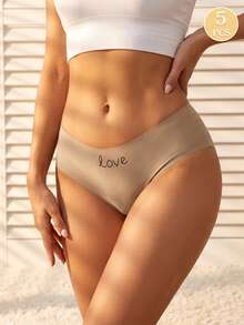GYEY 5pcs Women's Seamless Hipster Panties, LOVE Letter Print, Cloud Soft Invisible No-Roll Edge Underwear, Halloween Earth Tone Color Assortment - Multicolor - View 9