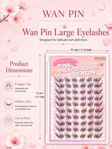 WANPIN WAN PIN School Girl 10-Row Large Capacity Cluster False Eyelashes, 9-12mm C Curl Natural Slim Style, Mixed Length Segmented Lashes, 3D Voluminous Layered Design, Glue-Free Option, Easy To Wear, Suitable For Daily Eye Makeup - C - View 2