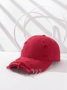 INNNEVV 1pc New Fashion Distressed Ring Design Unisex Baseball Cap - Multicolor - View 11