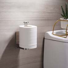 Wall-Mounted Drill-Free Toilet Roll Holder, Self-Adhesive Stainless Steel Toilet Roll Holder, Bathroom Storage Rack - Silver - View 6