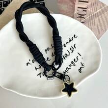 1件黑白星星手機掛繩腕帶，可愛手機手鍊附繩，手機飾品掛繩，通用可拆卸墊片，創意防丟防摔便攜式腕帶鑰匙圈，男女適用 - 彩色 - 查看 2