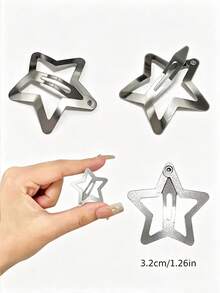 60/40/20pcs Gold Five-Pointed Star Hair Clips, Silver Women's Side Bangs Bare Clips, Hair Clips, Loose Hair BB Clips - Multicolor - View 8