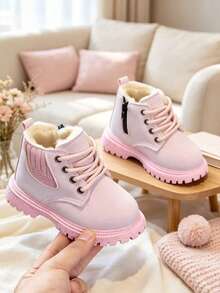 1 Pair Girls' Boots, Casual Fashion Versatile Boots For Outings - Pink - View 4