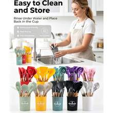 Wooden Handle Silicone Kitchen Utensils, Cooking Whisk Tool, Heat-Resistant Food Stirrer Accessory, Kitchen Tool; Whisk - Multicolor - View 2