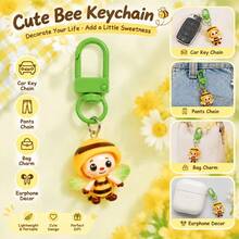 10/5/1pc Cute Bee Keychain, Cartoon Honey Bee Pendant Keyring, Colorful Carabiner Charm, Kawaii Bag Accessory For Women Girls, Spring Gift Idea - Multicolor - View 5