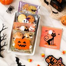 50pcs 4-Style Mixed Halloween Candy Bags, Cute Pumpkin Ghost Black Cat Print Self-Sealing Snack Gift Packaging Bags, Party Favors - Multicolor - View 2
