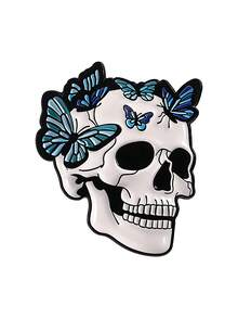 1pc Vintage Dark Skull Butterfly Metal Alloy Halloween Brooch, Women's Daily Backpack Accessory - Multicolor - View 11