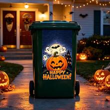 Halloween Witch Trash Can Stickers, Waterproof Wheel Trash Can Decals, Trick Or Treat Pattern, Scary Outdoor Yard Decor, Removable Vinyl Stickers, Suitable For Halloween Party - Halloween Trash Can Stickers - View 4