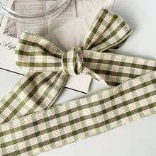 2 Yards 2026 New Plaid Ribbon, Bouquet Decoration Satin Ribbon, Suitable For Handmade Bouquets, Gift Wrapping, Party Decor, Floral Design, Gift Ribbon, Event Decoration, Floral Ribbon - 1 Pc Green - View 8