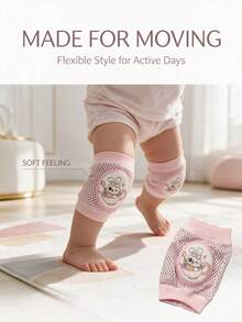 2pcs/Set One Size Baby Toddler Cartoon Elbow & Knee Pads 2-In-1 Protective Covers, Creative Cute Rabbit Print Series, Multi-Color Options, Dual-Use Knee Pads For Crawling, Playing, Walking Practice, Suitable For All Seasons - Pink - View 7