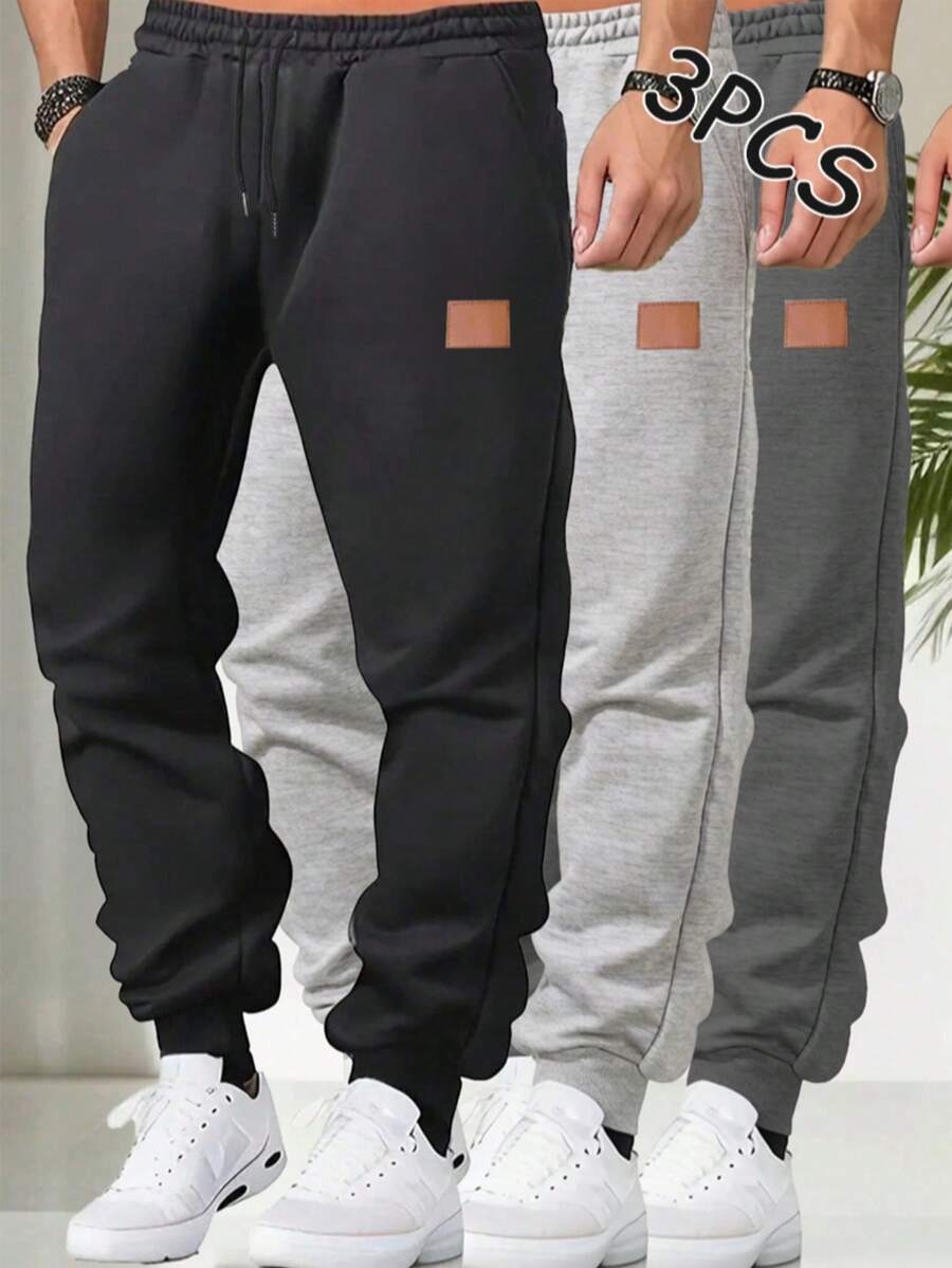PCS Men's Simple Fashion Style. These Loose-Fit Cuffed Pants With Elastic Waistband Are Made Of Knitted Fabric, And Elastic. A Great Father's Fall - Multicolor - View 1