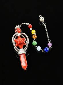 1pc Rotating Merkaba Crystal Natural Crystal Pillar Seven Chakra Meditation Divination Energy Crystal Hanging Ornament - Merkaba Pendulum - View 9