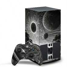 Series X Console & Controller Skin Sticker Set, Black & White Space Planet Eclipse Art Pattern, Waterproof, Scratch-Resistant, Durable, Removable, No Residue, PVC Vinyl Protective Film - View 4