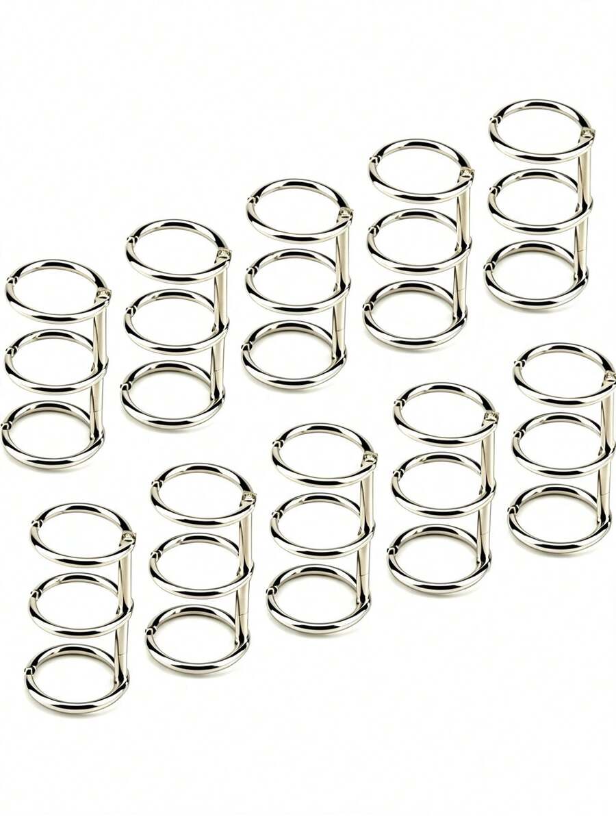 20pcs Silver Metal 3-Ring Binder Clips, 0.8 Inch Inner Diameter - Perfect For Notebooks, Photo Albums And DIY Travel Journals, Back To School Essential - Silver - View 1
