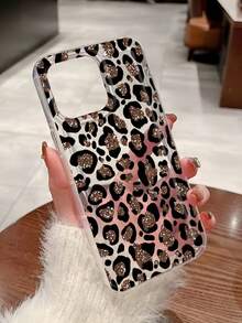 1pc Air Cushion Shockproof Transparent Minimalist Lens Protection Anti-Drop Anti-Collision Glitter Leopard Print Phone Case Personalized Compatible With Iphone 16 Pro Max/17/16/15/14 Plus/13/12/11/Air And Series - Multicolor - View 3