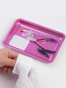 1pc Square Oval Nail Accessory Tool Storage Tray Stainless Steel Plate Nail Decoration Display Tray - Multicolor - View 6