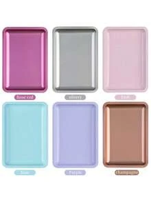 1pc Square Oval Nail Accessory Tool Storage Tray Stainless Steel Plate Nail Decoration Display Tray - Multicolor - View 2