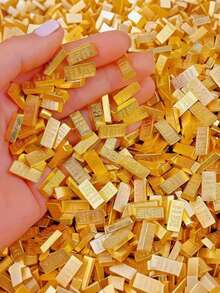 100/Pcs Realistic Mini Gold Bars, Perfect For Fun Crafts, Dollhouse Mini Model Making, Dollhouse Fairyland Diorama Decorations, And Other Scenes. Great For Prop Money Or Realistic Photo Props (Styles Selected Randomly) - Multicolor - View 6