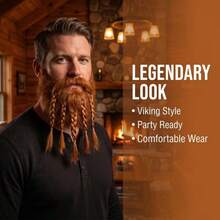 1pc Brown Viking Style 5-Braid & Double-Braid Faux Hair Beard - Wild Beard Styling, Suitable For Halloween, Christmas And Other Holiday Costume Props, Makeup Party Costume Accessories, Beard Mask, Cosplay Props - Multicolor - View 1