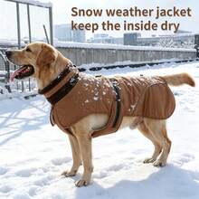 Dog Winter Coat, High Visibility Adjustable Dog Jacket, Thick Fleece Lining, Suitable For Cold Weather Dog Clothing, Suitable For Medium And Large Dogs - Brown - View 3