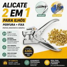 Alicate aplicar ilhós 2 em 1 profissional fura e aplica +100 Ilhós Incluídos - Visão 2