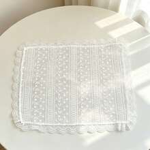 1pc/2pcs/6pcs French White Embroidered Placemats, Ins Girl Lace Trim Napkins, Coasters, Multi-Purpose Dust Cover Cloth, Tablecloth - Multicolor - View 2