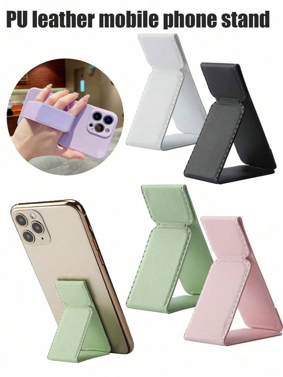 2‑In‑1 Foldable Phone Holder, Finger Hand‑Grip Strap & Curved Desktop Stand Compatible With Most Smartphones