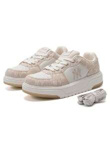 MLB Zapatillas casuales de suela gruesa con forro de mezclilla y estampado retro de monograma SL para hombre & mujer, nuevo estilo verano 2026, 3ASXS015N-50BGS - beige - Ver 8