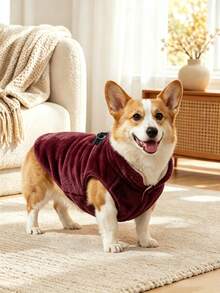Metglad Dog Winter Jacket | Cold-Proof Jacket, Invisible Leash Hole And Metal D-Ring Dual Leash Design, Reflective Pet Vest, Warm Fleece Dog Snow Jacket, Suitable For Small, Medium And Large Dogs - Burgundy - View 2