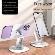 Dudukan Ponsel Meja Putar 360°, Dudukan Ponsel dan Tablet Lipat Universal dengan Bantalan Anti-Selip, Alas Logam Berbobot, Dapat Diatur Dua Sumbu, Dudukan Multifungsi Portabel untuk Meja Kantor, Kuning - MultiWarna - View 12