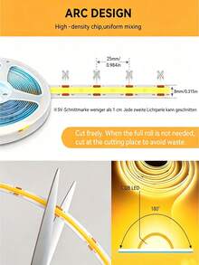 USB COB LED Light Strip With Switch, 5V Flexible Flicker-Free Uniform Light Strip, Self-Adhesive TV Backlight Ambient Light, Suitable For Bedroom Cabinet Home DIY Decoration - COB - View 3