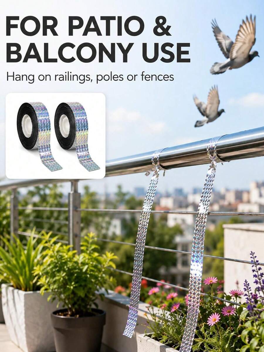 Laser Reflective Bird Repellent Tape, Shiny Bird Deterrent Ribbon, Waterproof Outdoor Bird Repellent Strip, Suitable For Gardens, Farms And Orchards, Repels Sparrows, Pigeons, Wild Ducks, Geese, Outdoor Bird And Pest Control Supplies - Multiple Styles - View 1