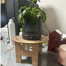 2D Flat Mini Wooden Plant Stool, Small Round Flower Pot Stand Suitable For Indoor And Outdoor, Decorative Display Rack Suitable For Flower Pots, Living Room, Yard Or Balcony High Wooden Base No Electricity Required - A - View 4