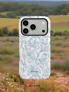 GIIPPA 1pc White Base With Gradient Light Blue Floral Pattern Design, Phone 18 Pro Max Phone Case, Suitable For Phone 17 Pro Max, 16 Pro Max, 15 Pro Max, Korean-Style High-End Fashionable And Interesting Phone Case, Suitable For 11/12/13/14/15/16 Pro Max Plus, Elegant Design Suitable For Both Men And Women, Perfect Gift For Girlfriend On Christmas, Valentine's Day, Easter, Wedding Season And Birthday! - Light Blue - View 7