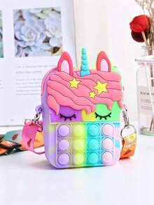 Unicorn Crossbody Purse For Girls, Rainbow Silicone Pop Bubble Sensory Toy Shoulder Bag,Adjustable Strap, Birthday Christmas Party Gift For Kids - Multicolor - View 4