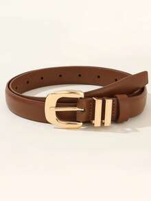 1/2pcs Women's Fashion Buckle Belt Daily Commute Jeans Matching Student PU Leather Belt - A - View 6
