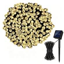 Pisca Pisca Luz Led Codão Solar IP65 À Prova D'água,8 Funções De Iluminação, Fio Verde Escuro,Para Decoração Natalina,Jardim,Área Externa Ao Ar Livre,Disponível Em Cores Colorida,Branco Quente,Branco Frio,Tamanhos 12m 22m - Cordão de luzes verde-escuro com fio, alimentado por energia solar - Visão 11