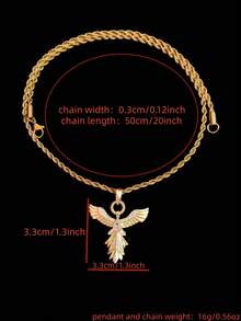European And American Phoenix Necklace, Copper Inlaid Zirconia Stone, Vintage Style Pendant Necklace Jewelry Accessory Gift For Women - Yellow Gold - View 6