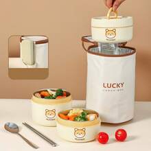 304 Stainless Steel Lunch Box, Bento Box Adult, Portable Insulated Lunch Container Set, Leakproof Microwaveable Hot Food Container, Cute Japanese Bento Box For School Student, Insulated Bowl With Lid, Tiffin Box, Food Warmer Container - Multicolor - View 9