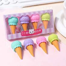 4pcs Candy Color Ice Cream Shaped Erasers, Cute Realistic Pencil Eraser Set, Creative Student Stationery, School Supplies, Back To School - Multicolor - View 11