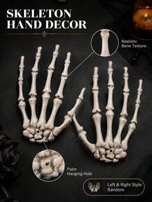 Skeleton Hand Decorations,Realistic Skeleton Hand Decorations,Spooky Gothic Style-Can Be Hung Or Placed On A Table, Perfect For Decorating Doors,Walls,Windows,Parties,Christmas Decorations For Home,Autumn Home Decor,Thanksgiving,Skeleton - Multicolor - View 4