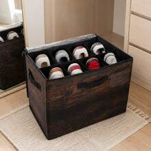 8 Grid Wood Grain Fabric Storage Box Foldable Shoe Organizer With Clear Lid Divider Closet Bin Clothes Wardrobe Container Bedroom Home Organization Solution Drawer Shelf Space Saving Stackable Multipurpose Boxes For Graduation Gift - View 10