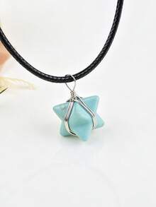 Merkaba Six-Pointed Star Natural Crystal Pendant Necklace, Meditation Healing Crystal Charm, Unisex Versatile - Merkaba Pendant - View 8
