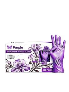 4/50/100pcs Deep Purple Heavy Duty Nitrile Gloves, Elastic Ambidextrous, Anti-Slip Textured Fingertips, Suitable For Home, Beauty Care And Daily Use, Bagged - Dark Purple - View 2
