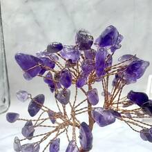 A Random Natural Amethyst Cluster Tree With Copper Wire | Handmade Crystal Sculpture, Suitable For Desktop Decoration, Office Ornaments, Unique Gifts - Purple - View 8