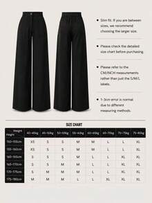 Women's High-Waist Straight Leg Wide Leg Casual Commute Long Pants With Pockets, Fashionable Autumn/Winter Versatile Back-To-School Quality Black - Black - View 7